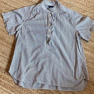 French Connection Blue Striped Women's Button Down Shirt